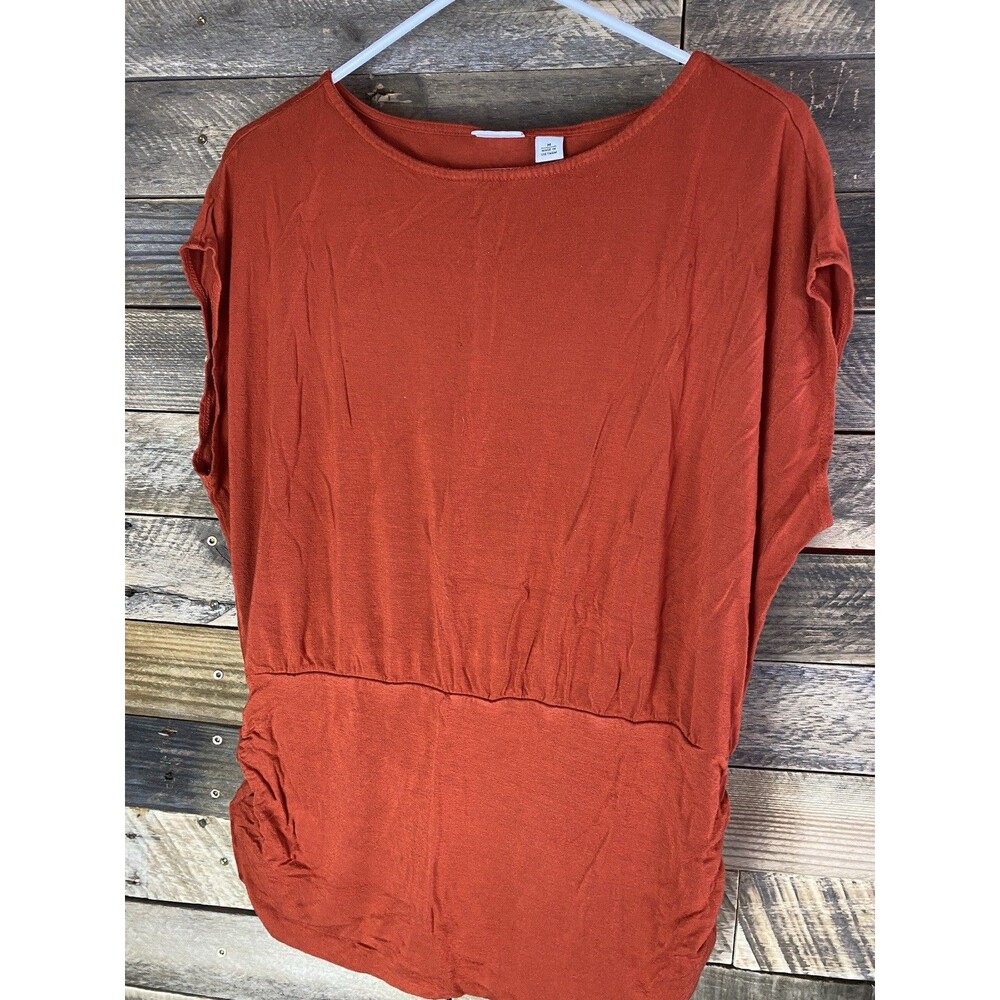Cato Women's Sz M Dark Orange Sleeveless Ruched Sides Top